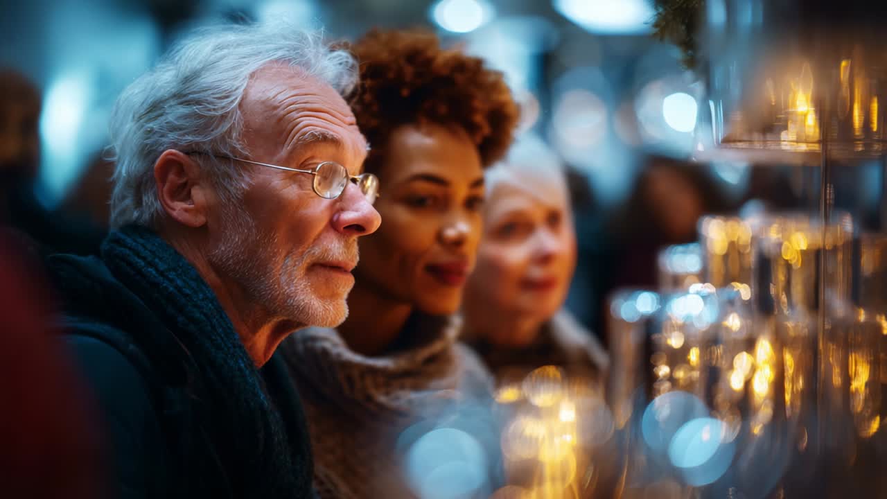 A Moment of Reflection: Three Individuals Captivated by the Glow of Candles in a Cozy Atmosphere, Enjoying the Ambiance of a Lovely Gathering Surrounded by Soft Lighting and Warmth