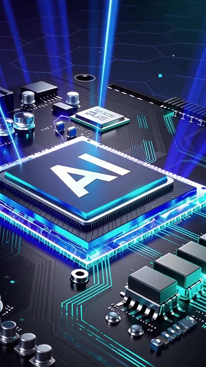 Futuristic AI Chip Motherboard Technology Background