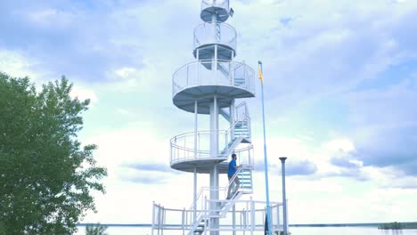 observation tower by the lake