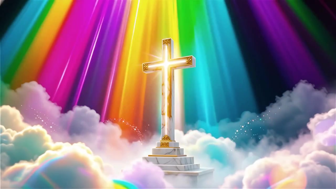 Christelijk Kruis Hemels Licht Aanbiddingsachtergrond.
