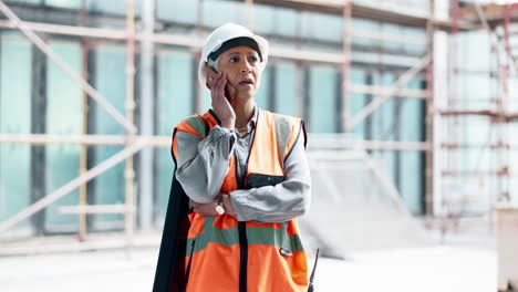 phone call, logistics or architect woman