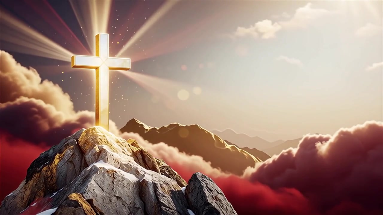 Christian Cross Heavenly Light Worship Background