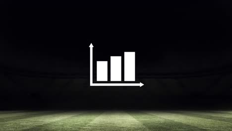 Animation-of-statistic-graph-over-sports-stadium-at-night