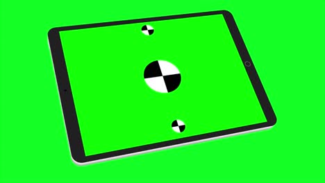 녹색 스크린을 가진 태블릿 pc, 녹색 배경에서 생성된 컴퓨터, 터치 스크린 장치, 3d 렌더링, 컴퓨터에서 생성 된 현대적인 배경.