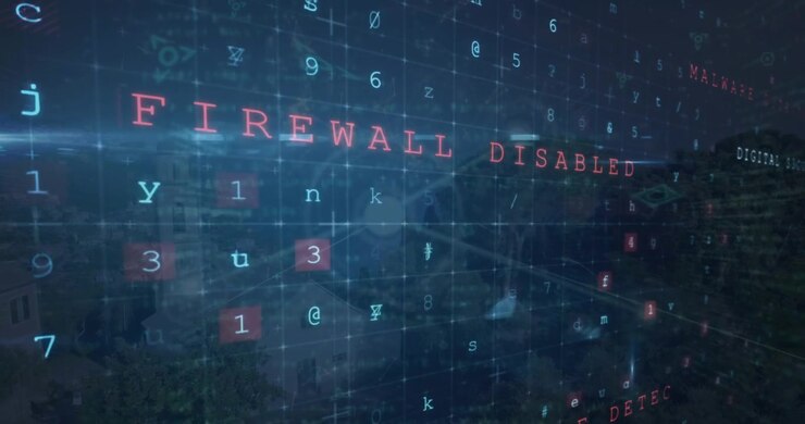 Digitale cyberbeveiligingswaarschuwing gelaagd met malware- en firewallwaarschuwingen