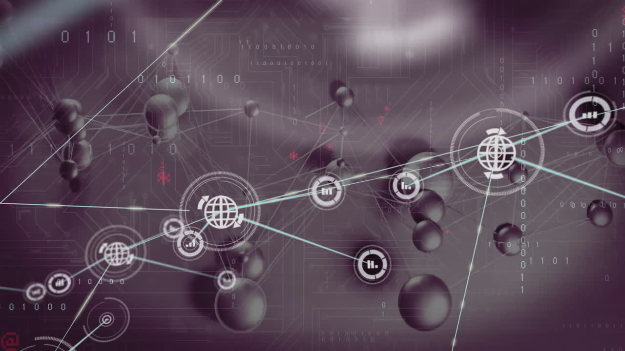 animación de la red de conexiones a través del procesamiento de datos y las conexiones