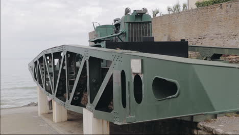 landing bridge at omaha beach in normandy in slow motion