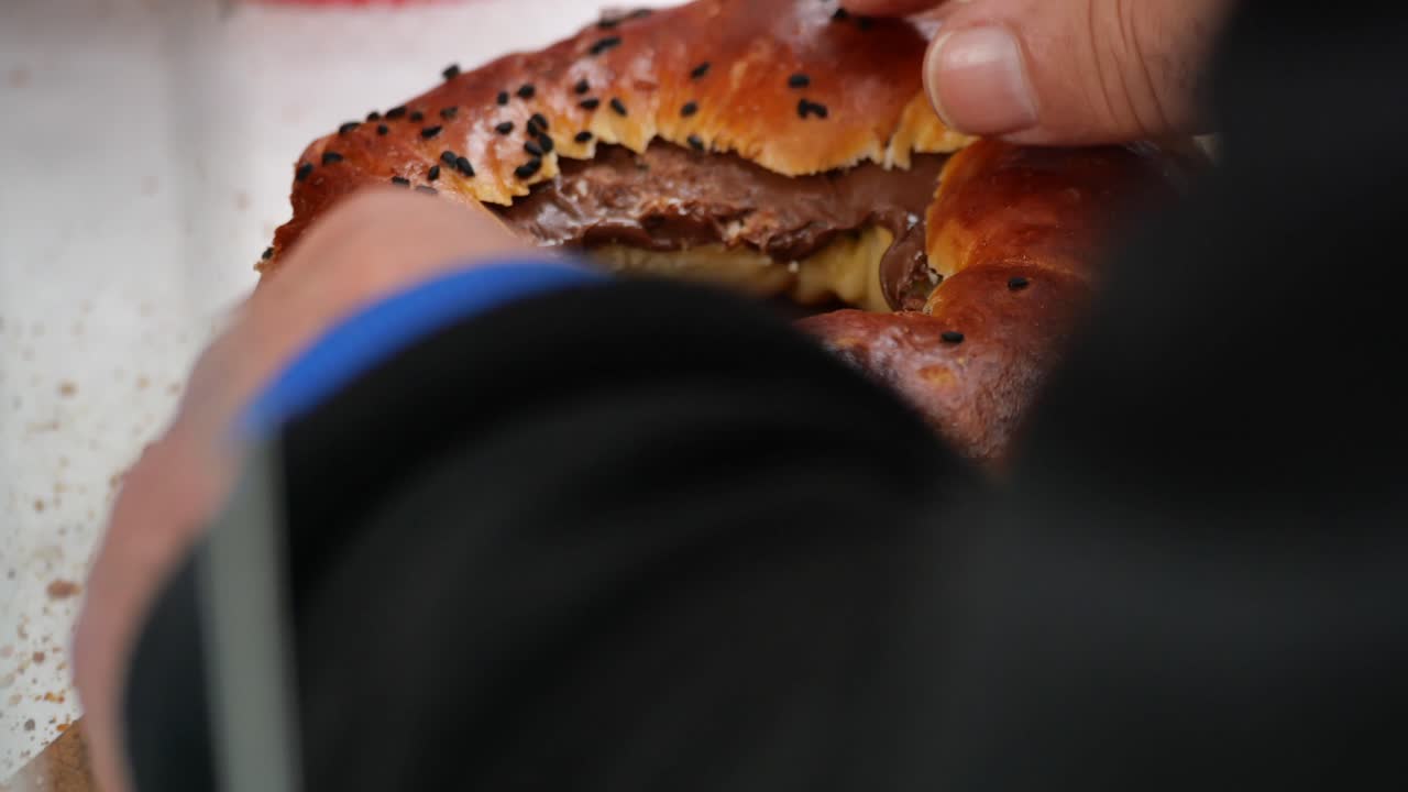 Preparing a Chocolate-Filled Pastry