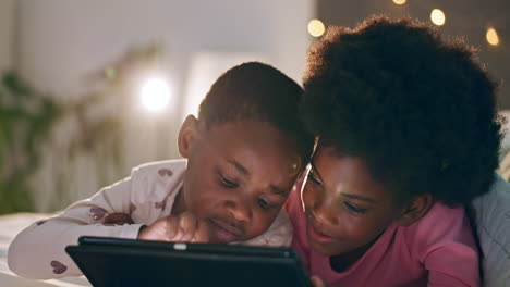 children, touch or tablet at night for games