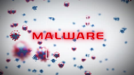 animación de malware sobre un fondo blanco con virus