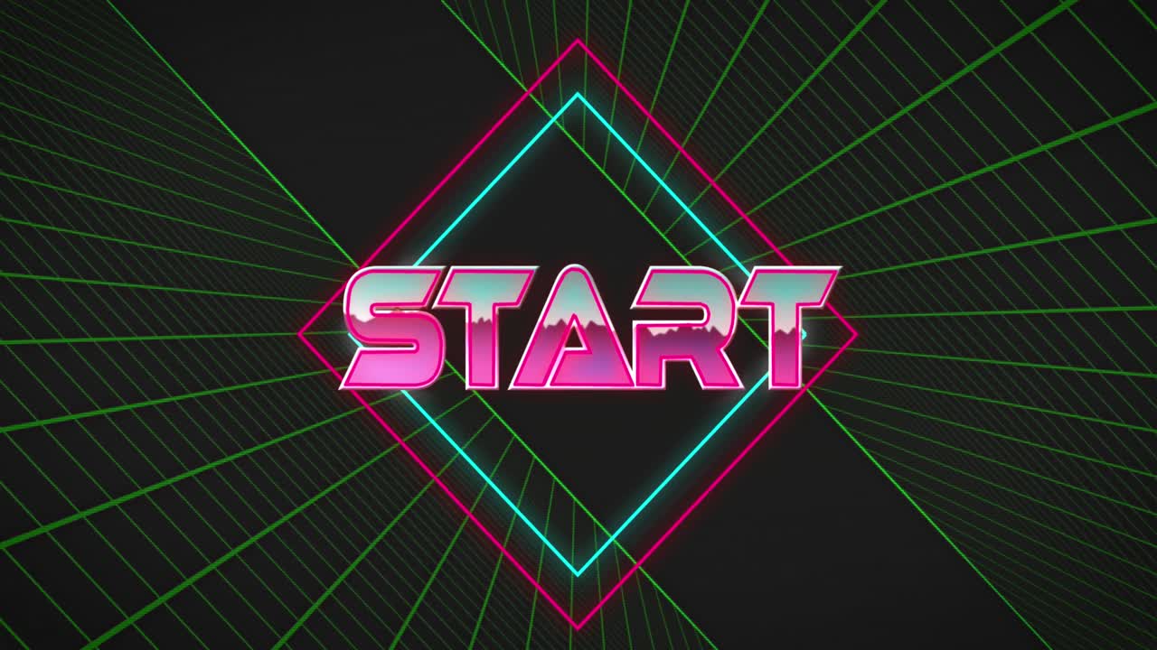 Animation of start text over two green grids