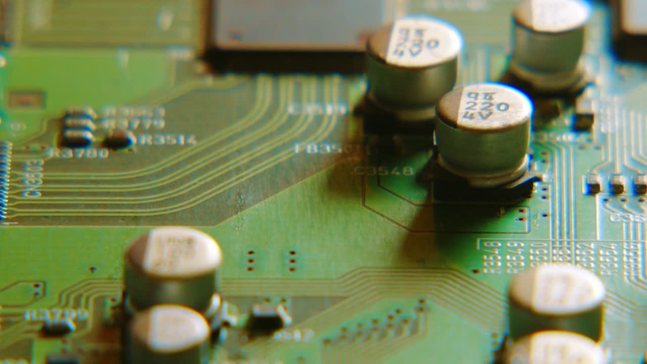 오래된 인쇄 회로 기판의 매크로 샷 - 클로즈업