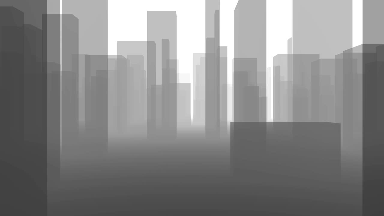 Recorrido aéreo por un horizonte urbano gris en 4K