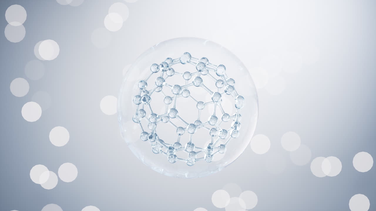 파란색 배경의 화학 분자, 3d 렌더링