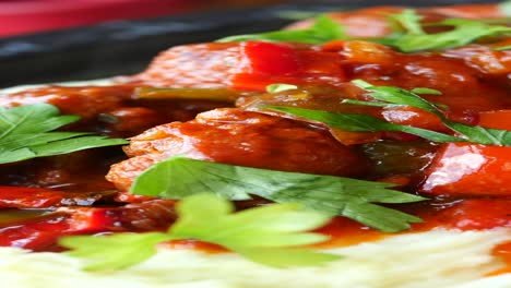 meatballs with vegetables and mashed potatoes