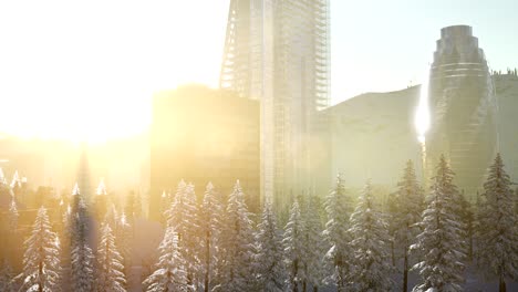 City-and-Forest-in-Snow