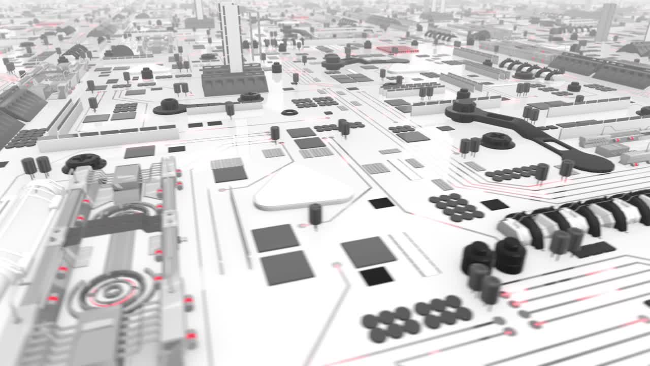 Bright Futuristic Motherboard Rotation Loop 4K