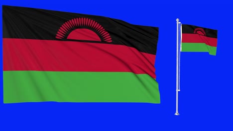 Greenscreen-Schwenkt-Malawi-Flagge-Oder-Fahnenmast