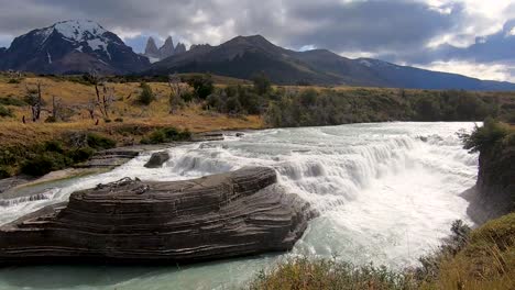 cascades paine waterfall in torres del paine national park