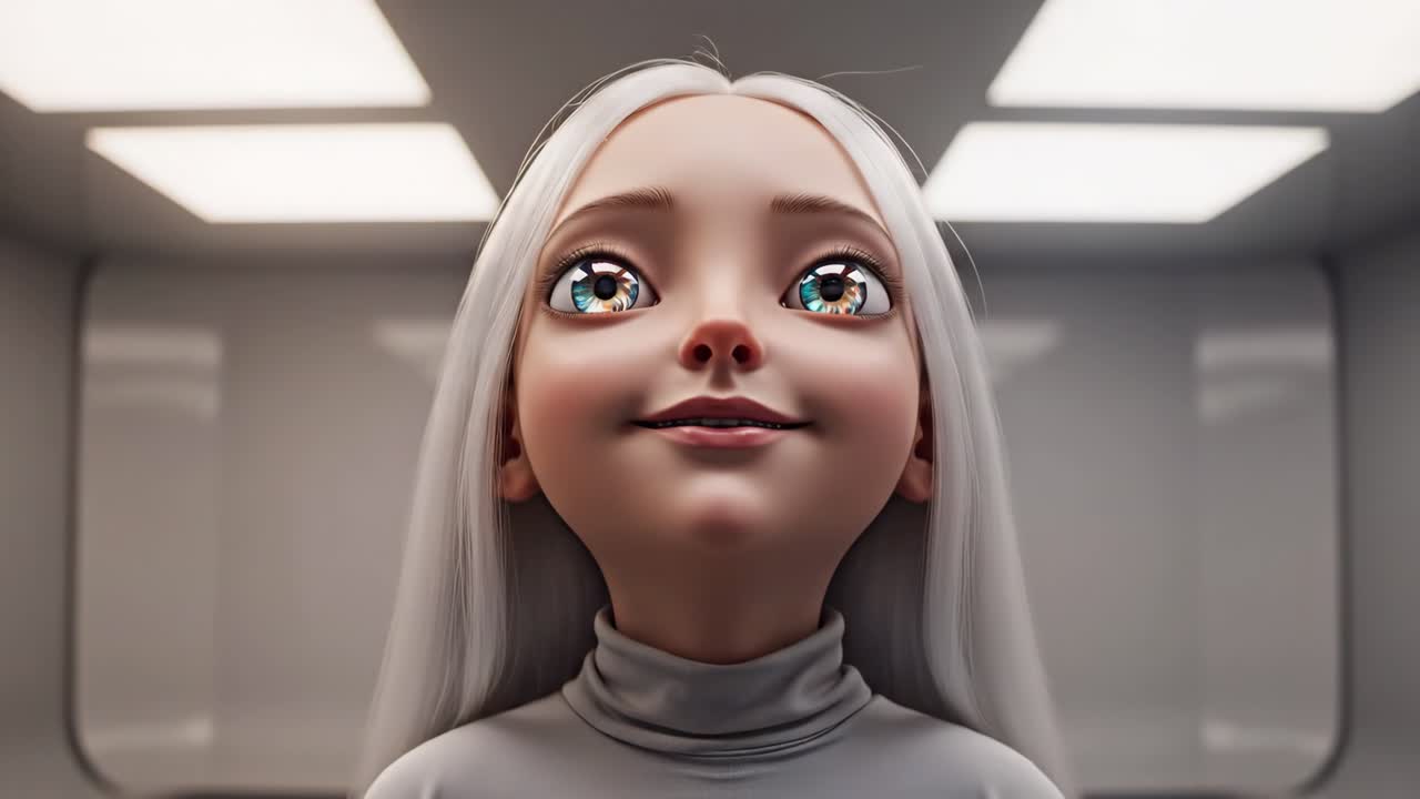 A cartoon girl with diamond eyes