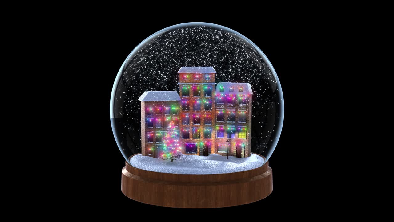 크리스마스 스노우 글로브의 4k 루핑 비디오 + 크로마 키 + 알파 채널