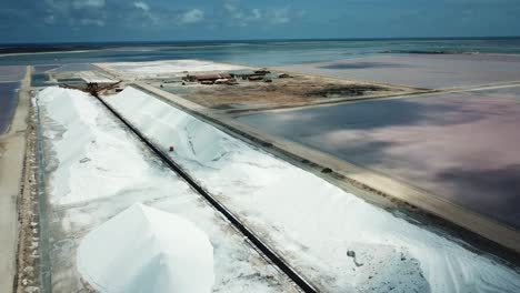 Hermosa-Vista-Aérea-De-Las-Salinas-De-Bonaire,-El-Caribe-Holandés,-En-Sudamérica