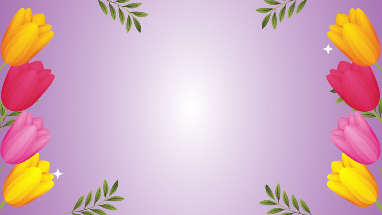 beautifull roses flowers square frame animation