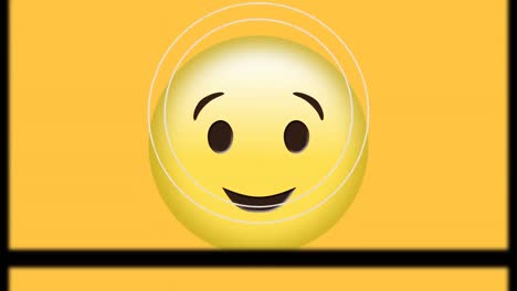 Animation-of-slipping-frame-line-lines-over-winking-emoji-on-yellow-background