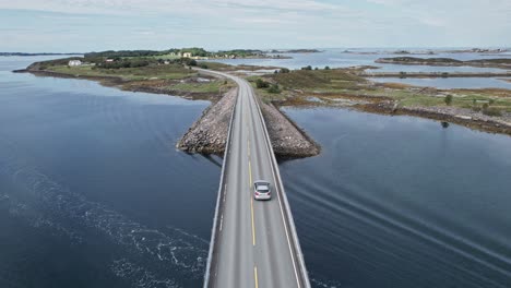 scenic aerial footage of atlantic ocean road in norway