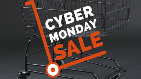 Animation-of-cyber-monday-sale-text-over-shopping-trolley