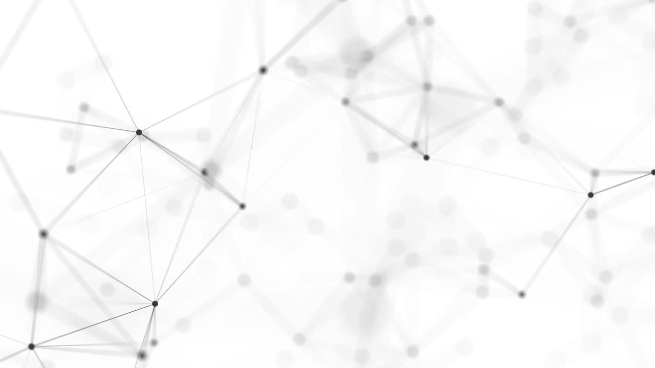 Abstract white background with moving lines and dots. Network connection structure. Data exchange. 3D seamless loop.
