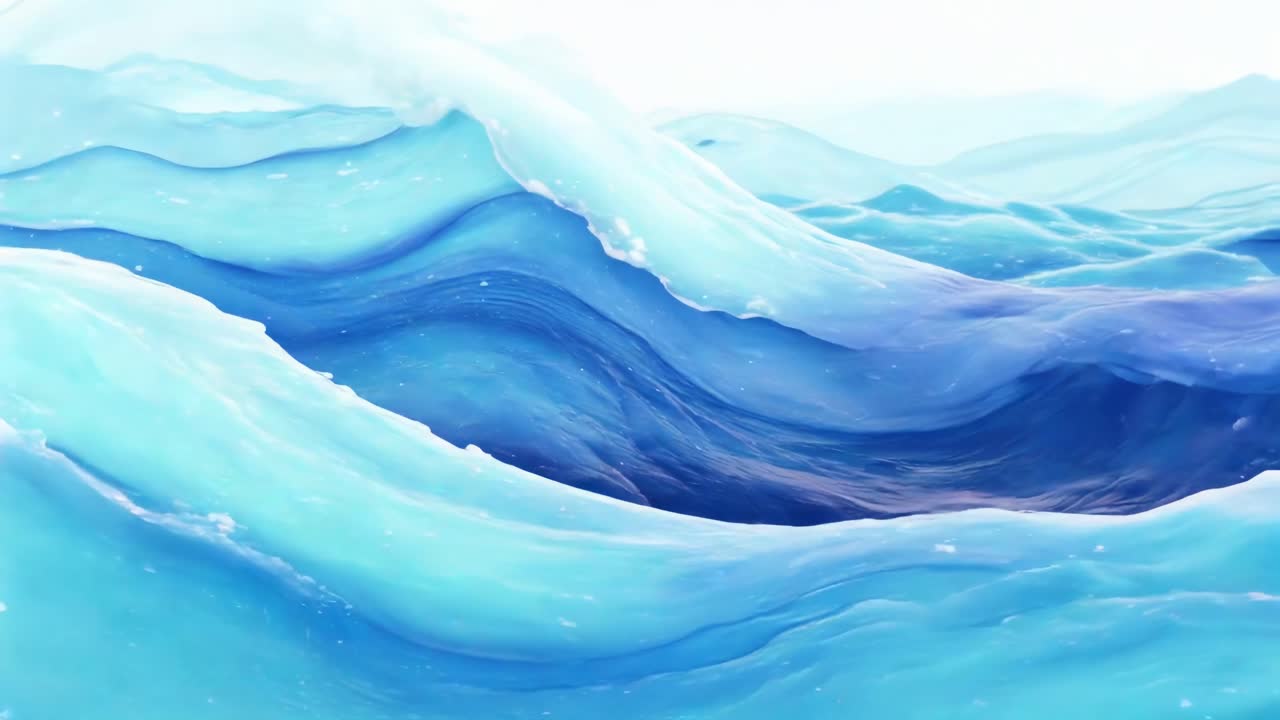 Vidéo abstraite de vagues océaniques dans un style fluide et artistique. Capturée en contre-plongée