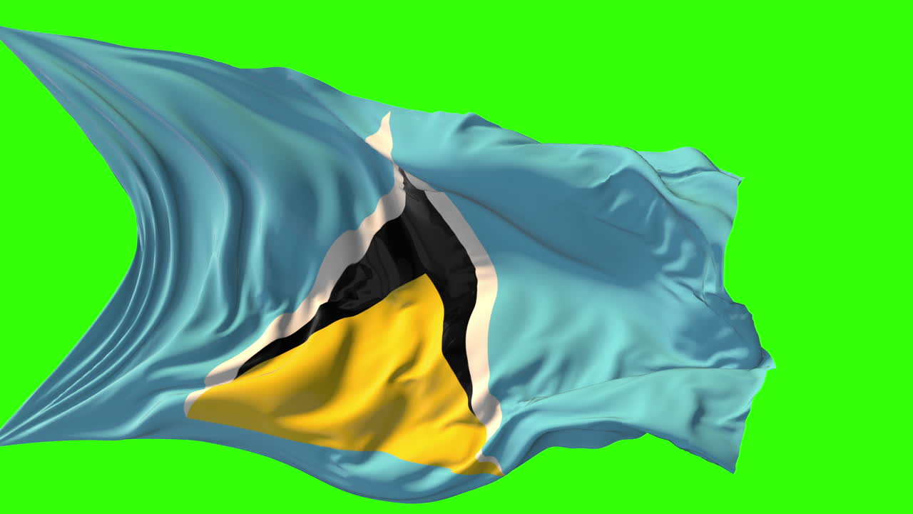 Waving Flag of Saint Lucia on Green Screen - Looping Animation