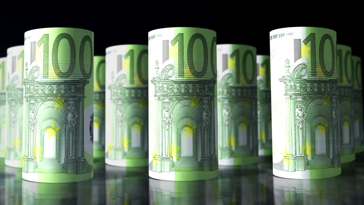 rollos de billetes de dinero en euros de bucle sin costuras