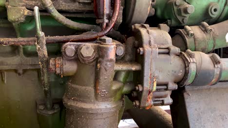 detail shot of fuel pump from old emergency diesel generator