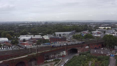 drone shot orbiting manchester piccadilly railway 01