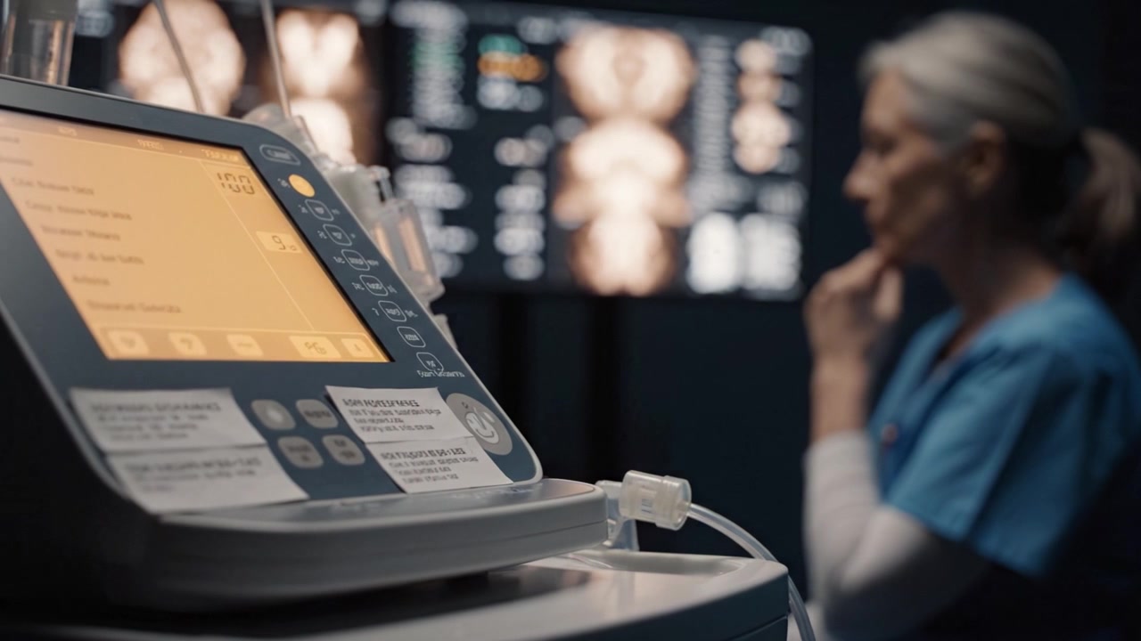 A Medical Professional Observing Patient Diagnostic Displays on Monitors, Highlighting Advanced Technology Used in Healthcare Settings for Monitoring Patient Conditions