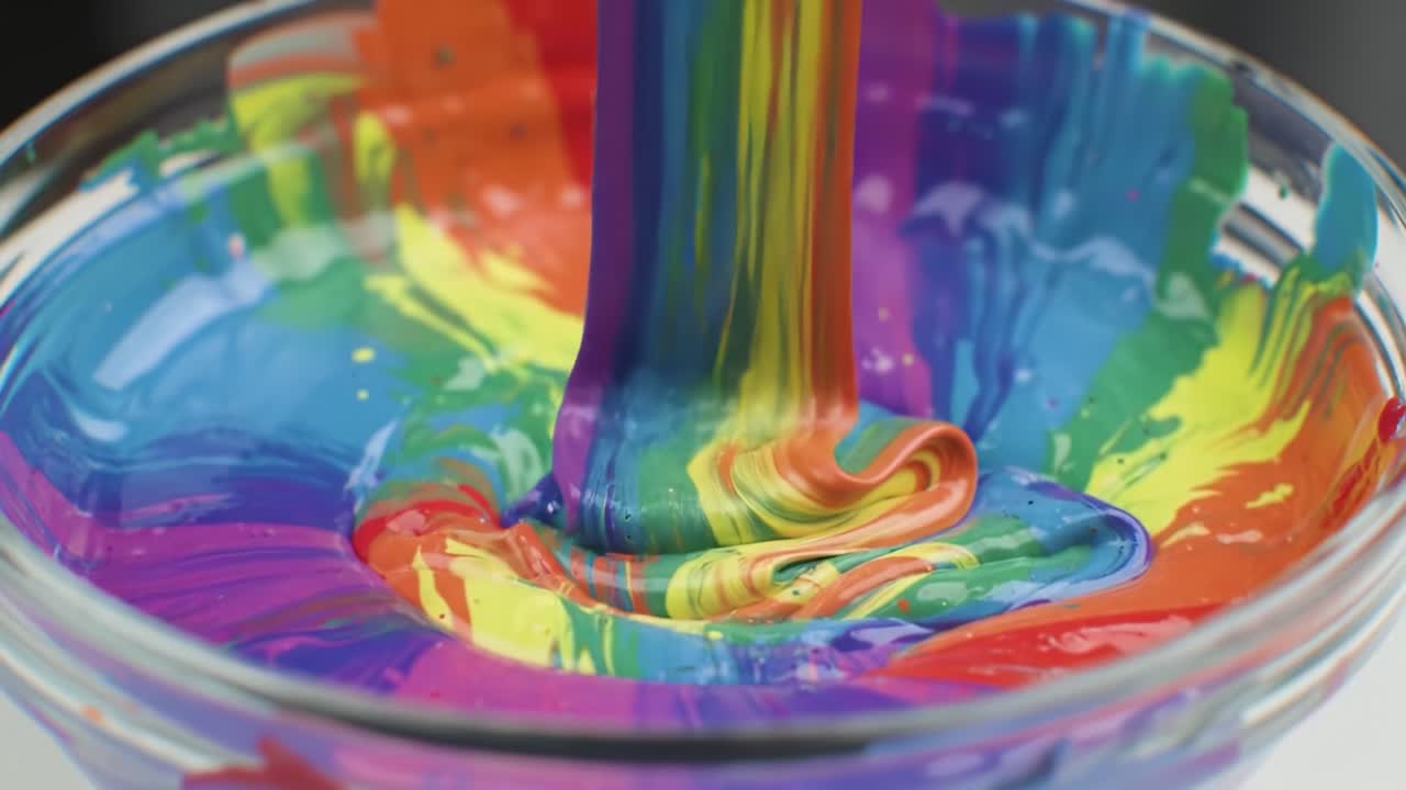 Captivating Patterns of Vibrant Colors Blending in a Bowl as Liquid Paint Spirals and Swirls for a Visual Feast of Artistry and Creativity