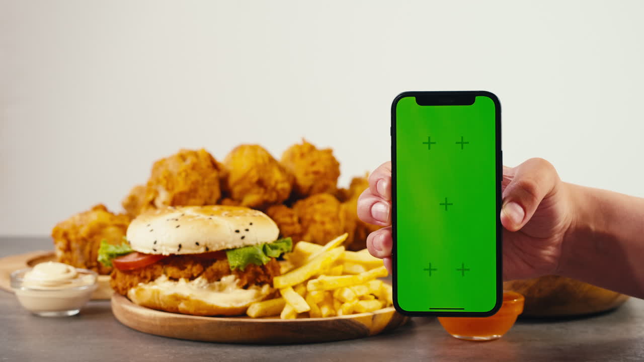 Fast Food and Phone Green Screen