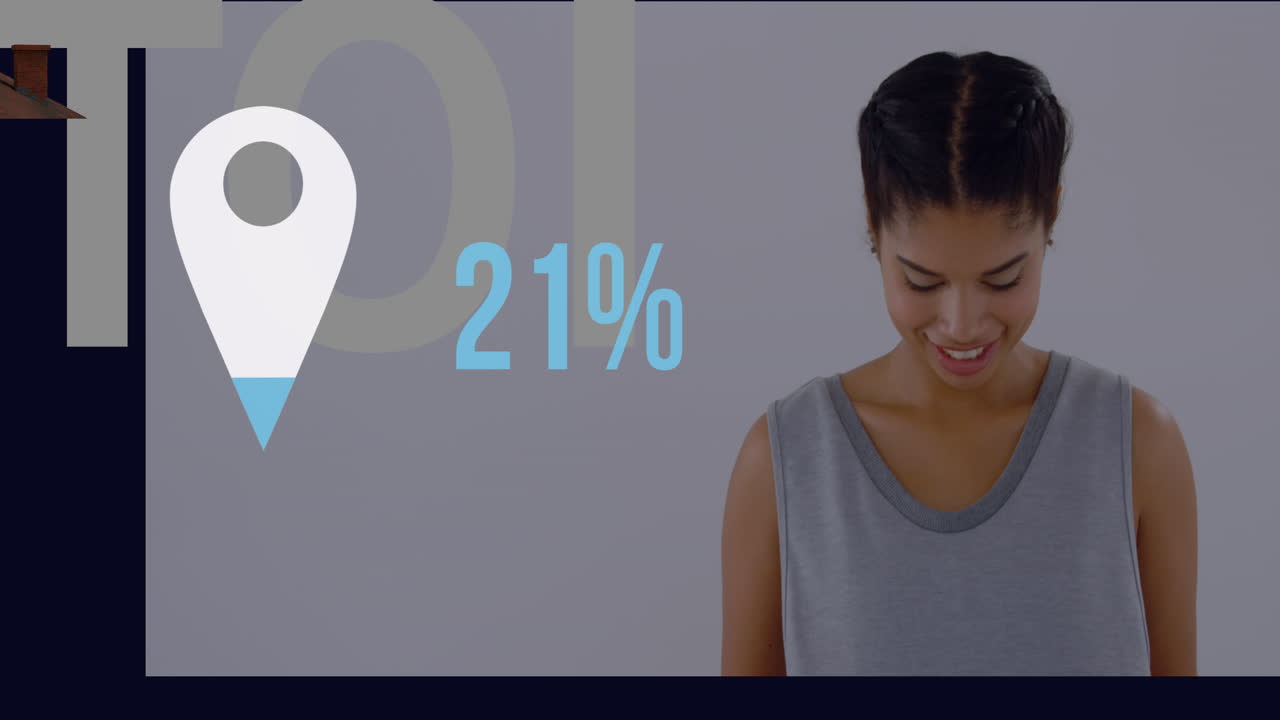 animación de la etiqueta con un número creciente de mujeres biraciales