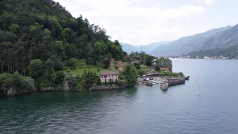 rental boats docked by lake como a great tourist experience, aerial