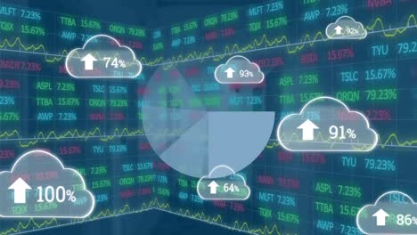 Animation-of-clouds-with-growing-number-over-scope-scanning-and-stock-market