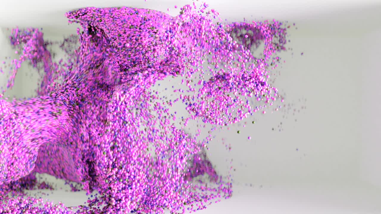 4k의 추상적인 입자 구는 빈 방을 채니다.