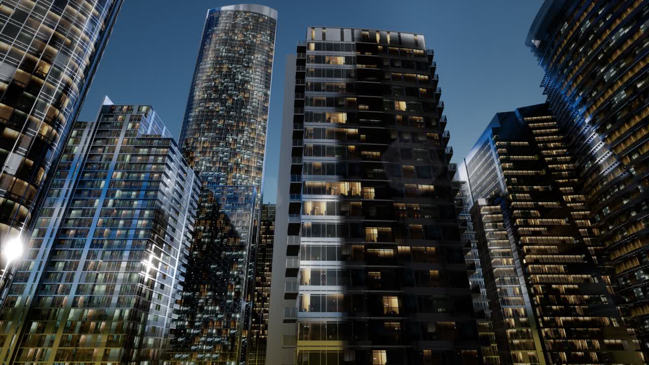 rascacielos de la ciudad por la noche