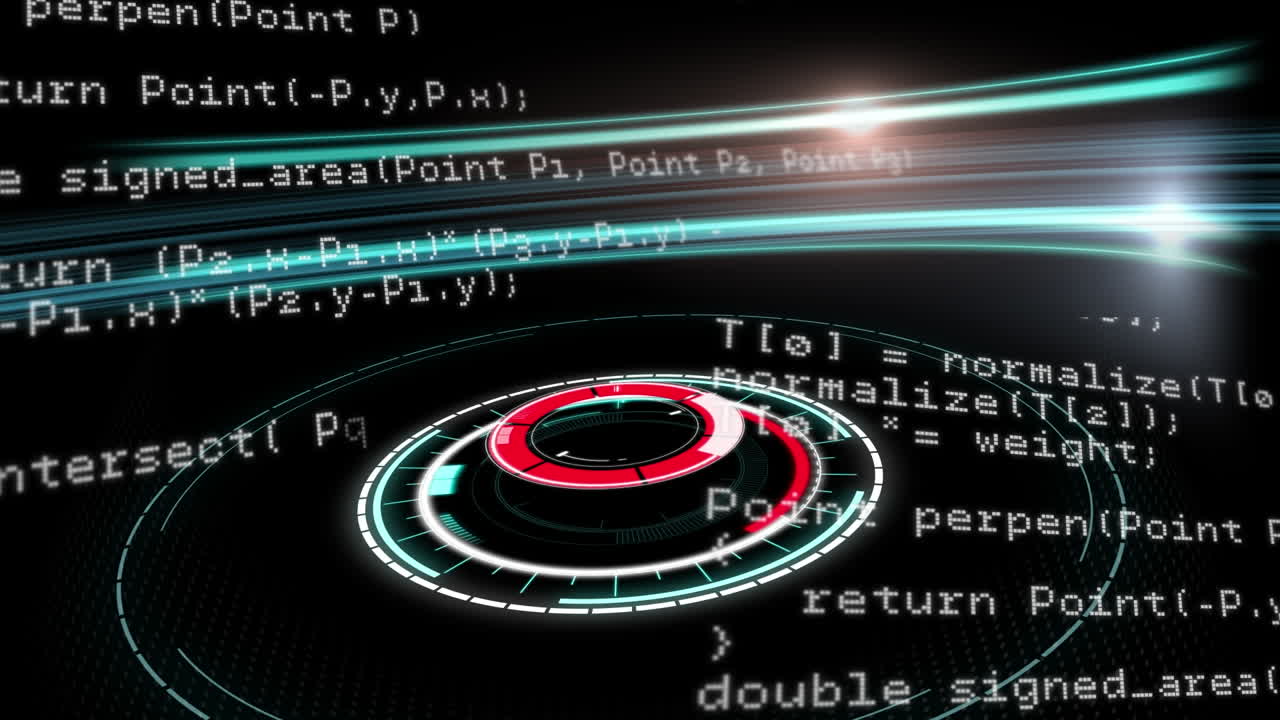 Animation of data processing on black background