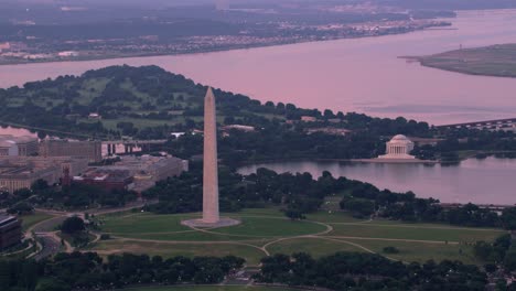 aerial view of the washington monument and jefferson memorial.