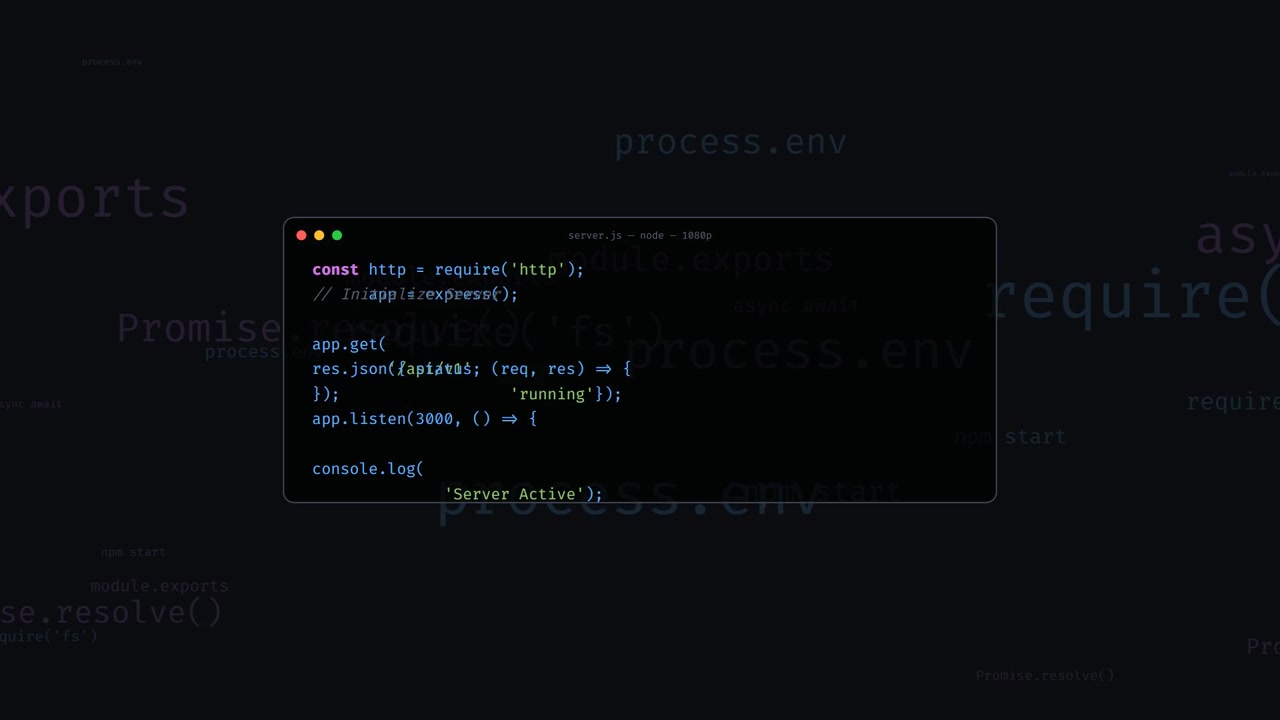 Writing Node.js Express Server Code in a Text Editor