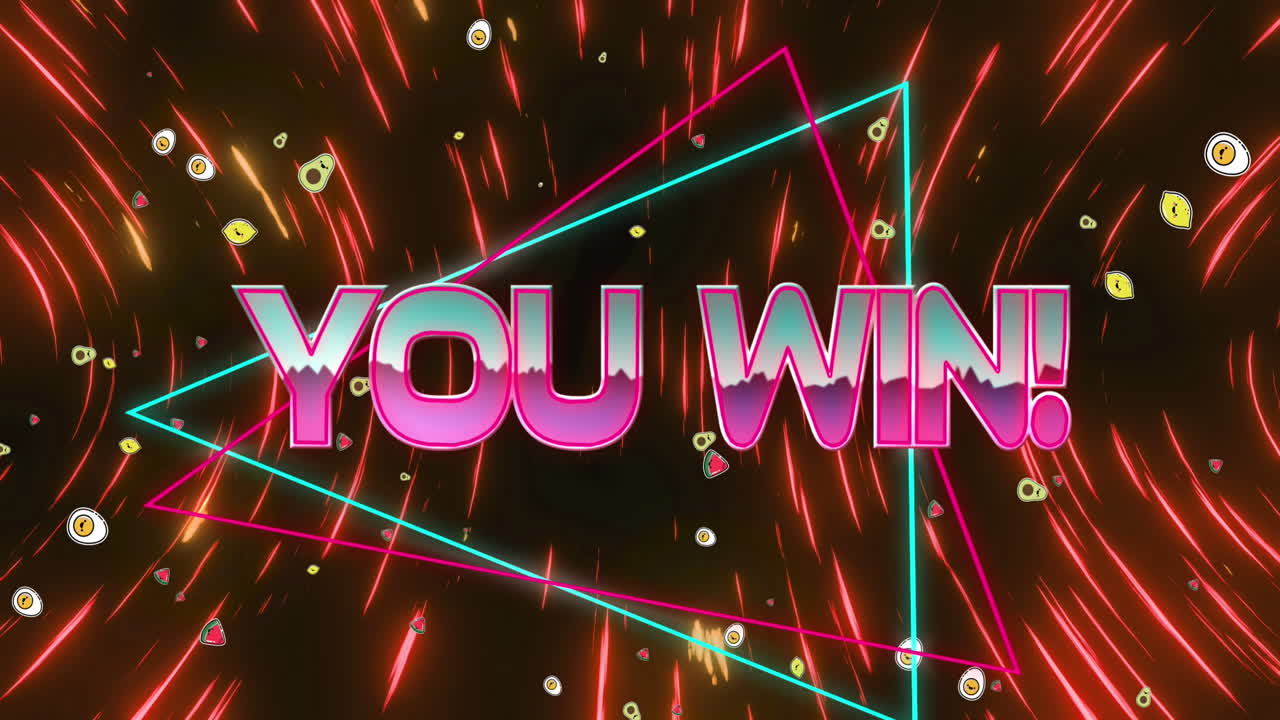 네온 선과 빛 트레일을 통해 텍스트를 이기는 애니메이션