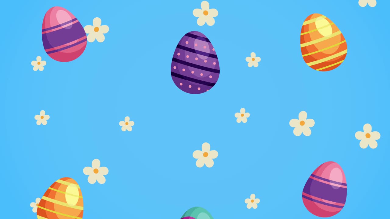 happy easter day with eggs painted and flowers pattern