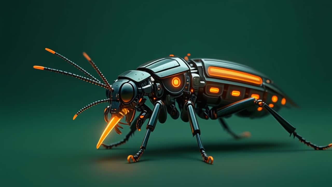 Futuristisk robot-bille med glødende orange lys